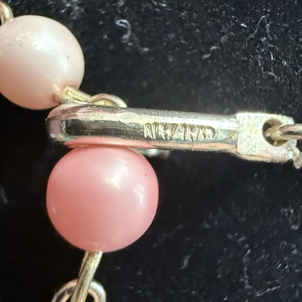 Vintage Japanese 3 Strand Pink Moonglow Pearls Necklace Matching Earrings - Picture 4 of 8
